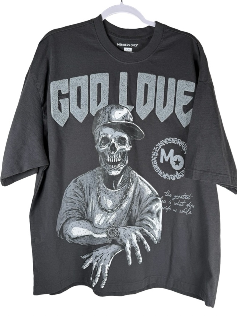 Members Only God Love Skeleton Streetwear Graphic Short Sleeve Tee Men’s Large